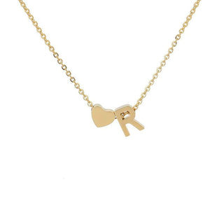 Sakerplus® 18K Gold Heart Initial Necklace