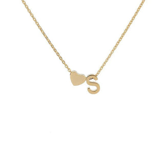 Sakerplus® 18K Gold Heart Initial Necklace