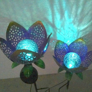 Solar Flower Crackle Garden Light, 2 Pack