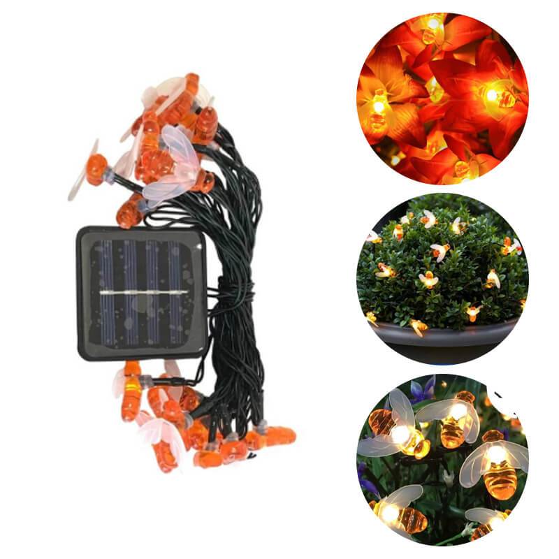 Solar-Powered LED Bee String Lights