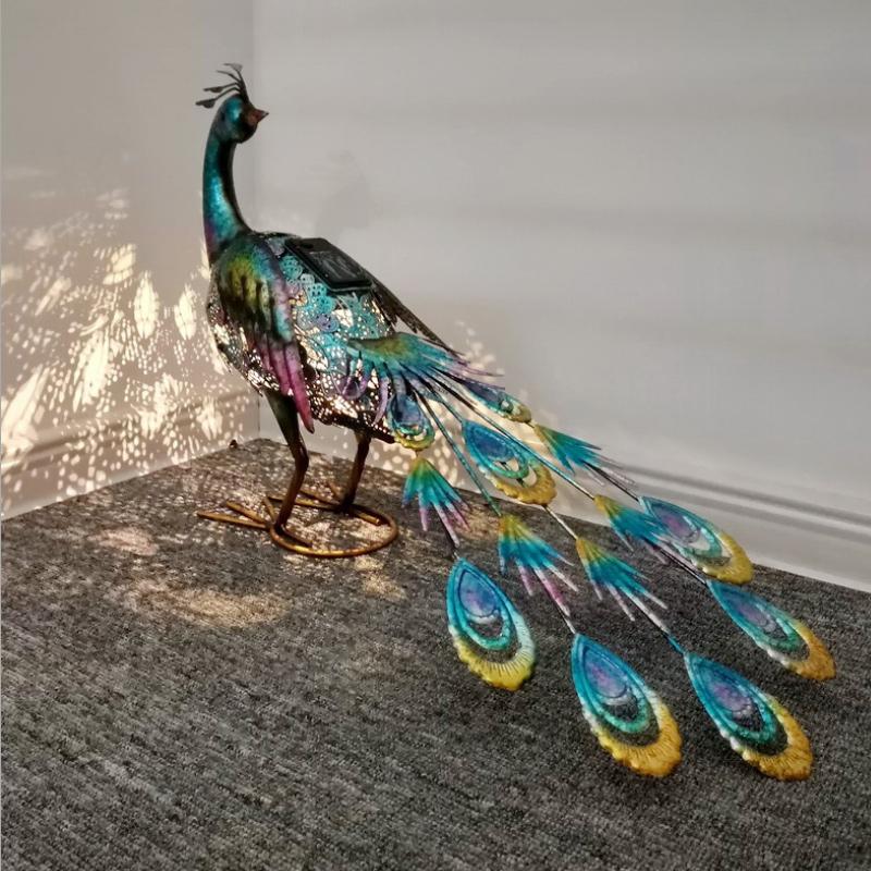 Solar Powered Peacock Garden Statue