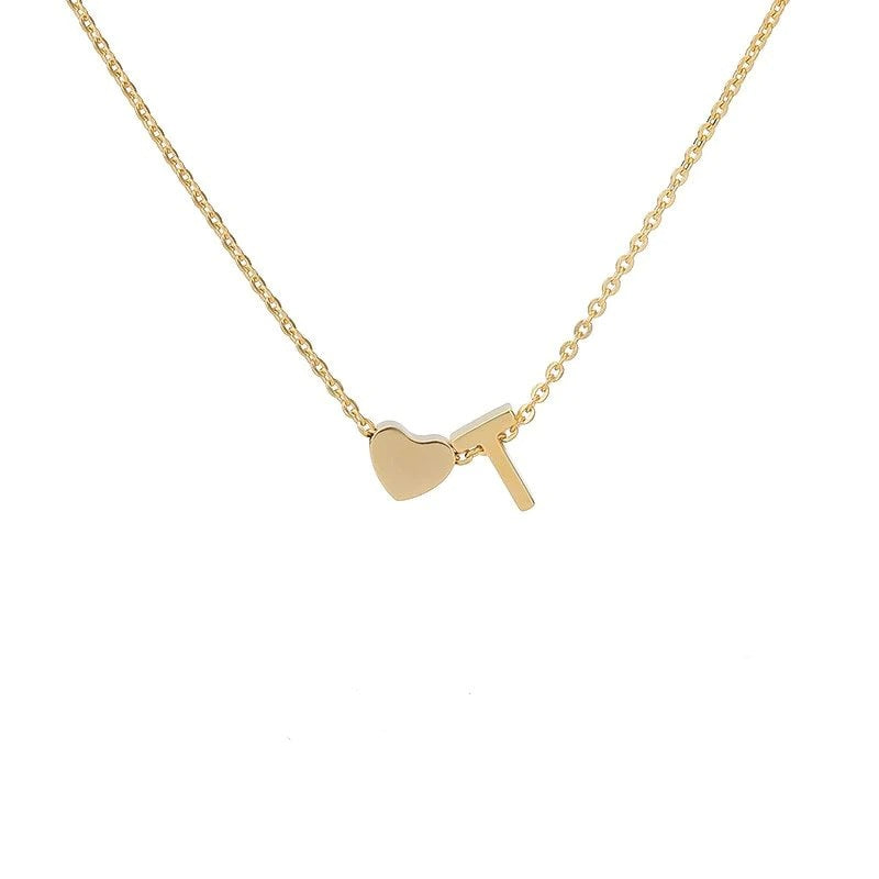 Sakerplus® 18K Gold Heart Initial Necklace