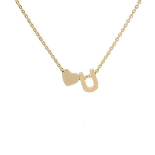 Sakerplus® 18K Gold Heart Initial Necklace