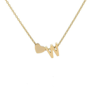 Sakerplus® 18K Gold Heart Initial Necklace