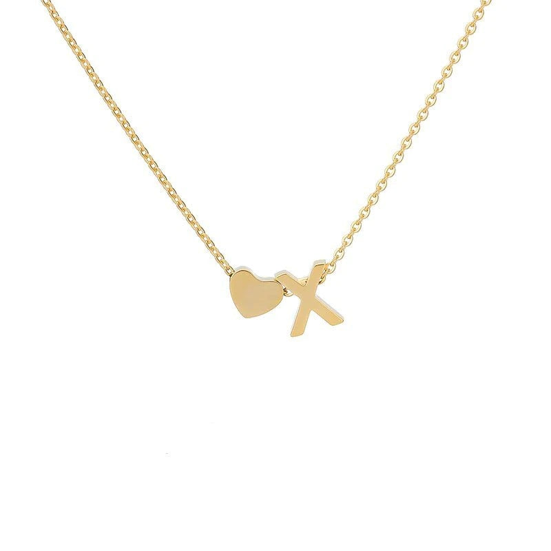 Sakerplus® 18K Gold Heart Initial Necklace