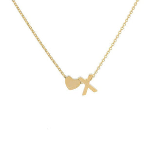 Sakerplus® 18K Gold Heart Initial Necklace