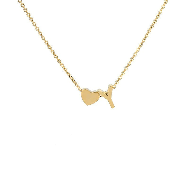 Sakerplus® 18K Gold Heart Initial Necklace