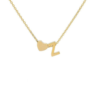 Sakerplus® 18K Gold Heart Initial Necklace