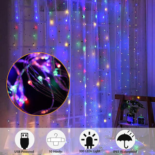 Sakerplus® LED Copper String Curtain Lights with USB Remote