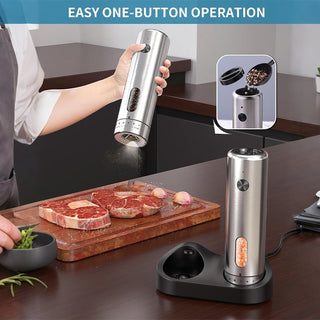 Sakerplus® Electric Salt and Pepper Grinder Set with Charging Base