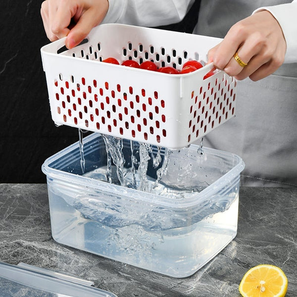 Sakerplus® Food Storage Containers for Fridge with Removable Colander