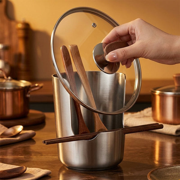 Sakerplus® 304 Stainless Steel Pot Lid & Ladle Holder Rack