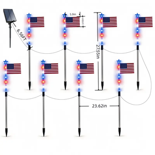 Sakerplus® Patriotic Solar Flag Light Set