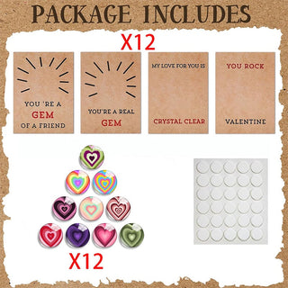 Sakerplus® 24 Pack Valentines Cards with Heart-Shape Crystals
