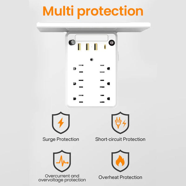 Sakerplus® Multi-plug outlet with night light