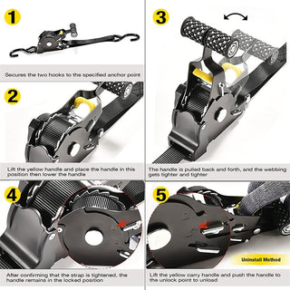 Sakerplus® Automatic Retractable Heavy-Duty Ratchet Strap