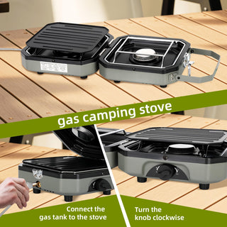 Sakerplus® 2 Burner Propane Camping Stove with Grill