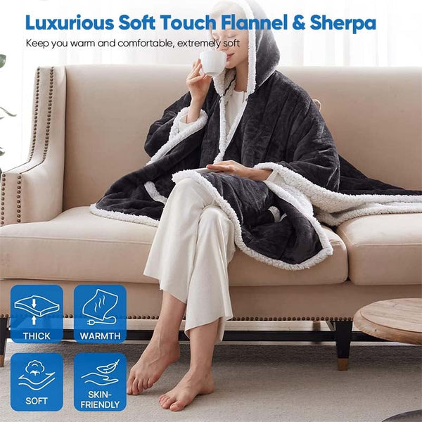 Sakerplus® Electric Wearable Throw Blanket with Sleeves