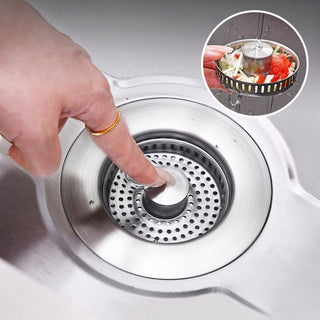 Sakerplus Upgraded 3-in-1 Kitchen Sink Drain Strainer