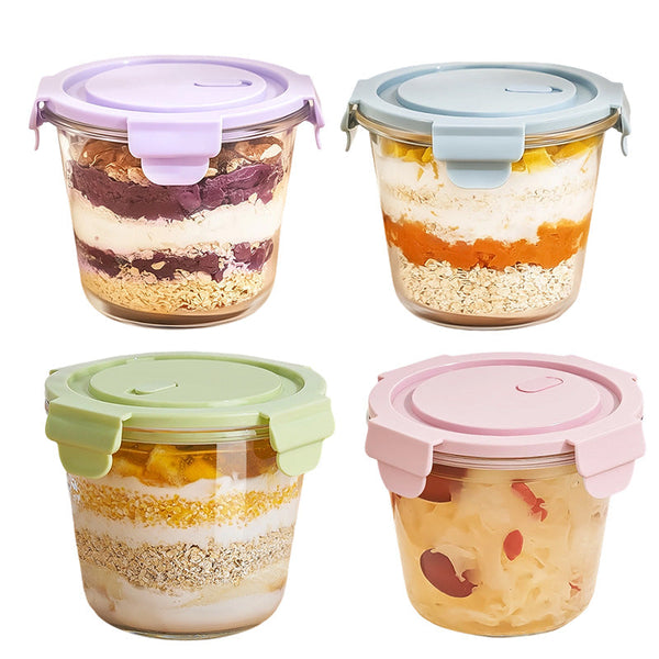 Sakerplus® Lidded Glass Food Storage Bowl Set