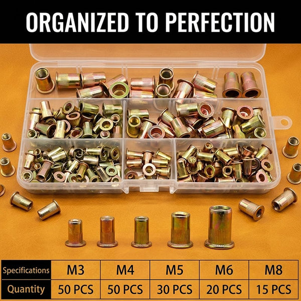Sakerplus® Carbon Steel Open End Rivet Nut Kit