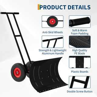 Sakerplus® Large Adjustable Wheeled Snow Pusher