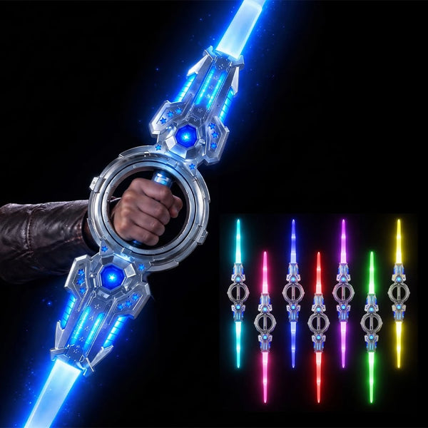 Sakerplus® Retractable Rotating Dual Blade Light Up Sword