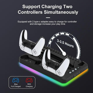 Sakerplus® Charging Base Cooling Bracket for Dual PS5 Controller
