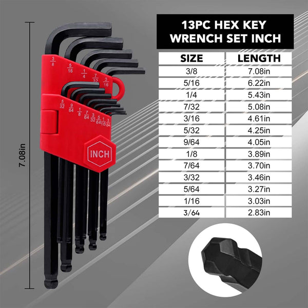 Sakerplus® Magnetic T-Handle Allen Wrench Set