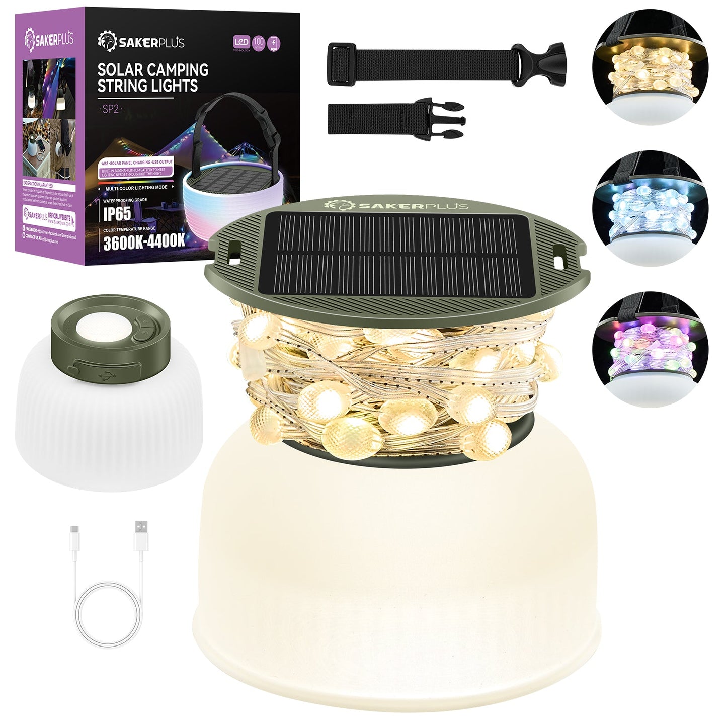 SAKER® Multicolored Camping Light String