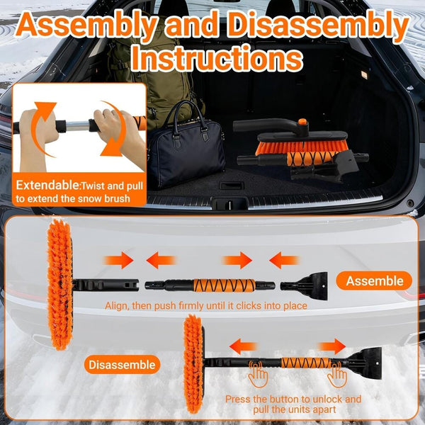 Sakerplus®  3-in-1 Extendable Snow Brush Ice Scraper