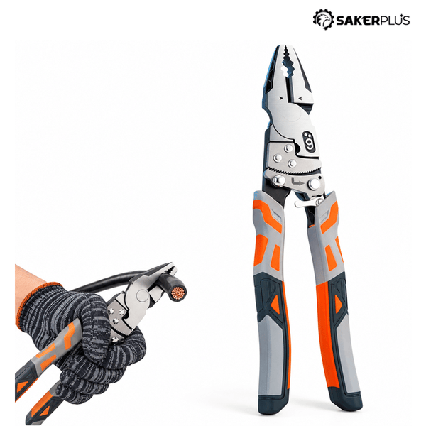 Sakerplus® 9-Inch Ratcheting Self-Locking Multifunction Pliers