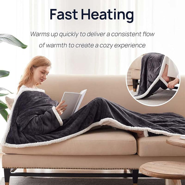 Sakerplus® Electric Wearable Throw Blanket with Sleeves