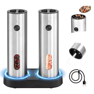 Sakerplus® Electric Salt and Pepper Grinder Set with Charging Base