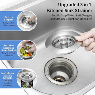 Sakerplus® Upgraded 3-in-1 Kitchen Sink Drain Strainer