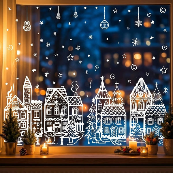 Sakerplus® Christmas Village Window Cling