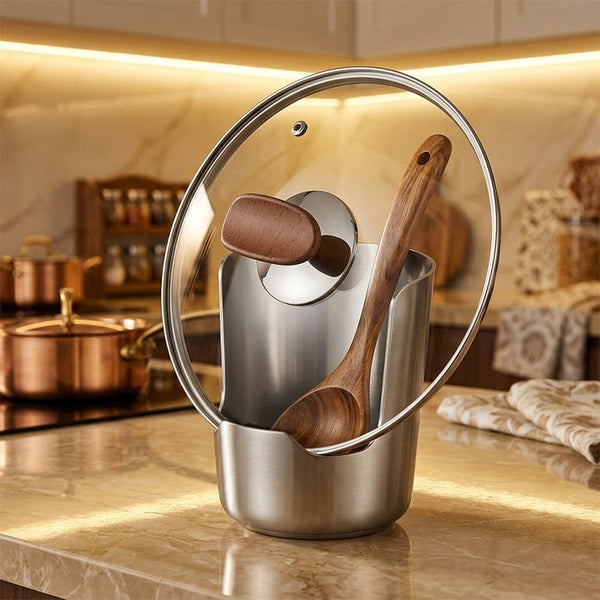 Sakerplus® 304 Stainless Steel Pot Lid & Ladle Holder Rack