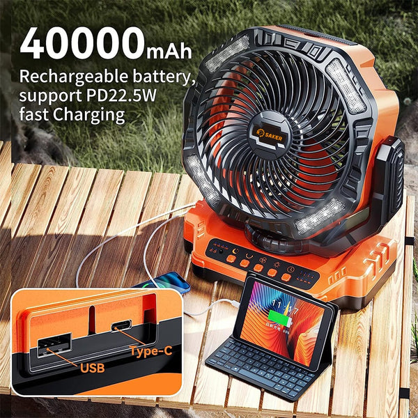 Sakerplus® Rechargeable Camping Fan