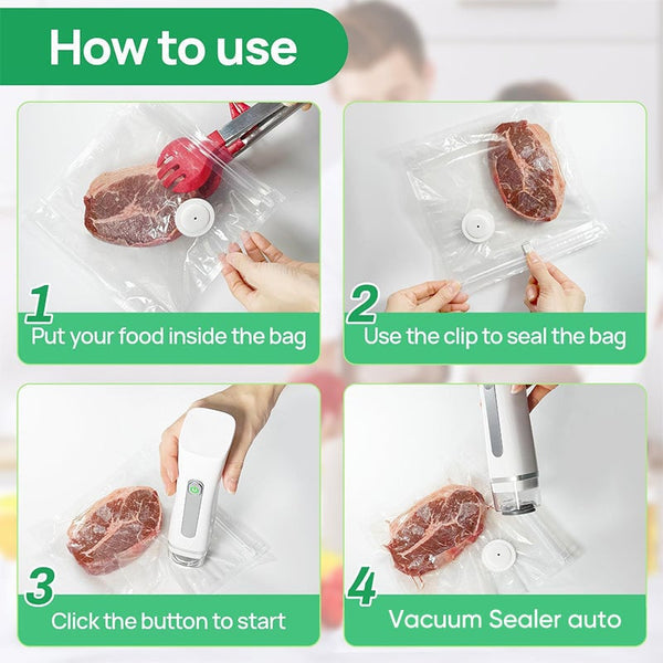 Sakerplus® Handheld Vacuum Sealer with Reusable Bags
