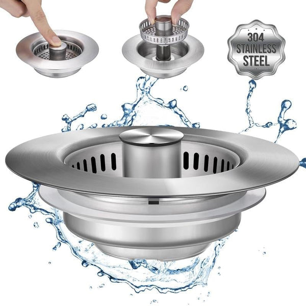 Sakerplus Upgraded 3-in-1 Kitchen Sink Drain Strainer