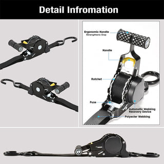 Sakerplus® Automatic Retractable Heavy-Duty Ratchet Strap