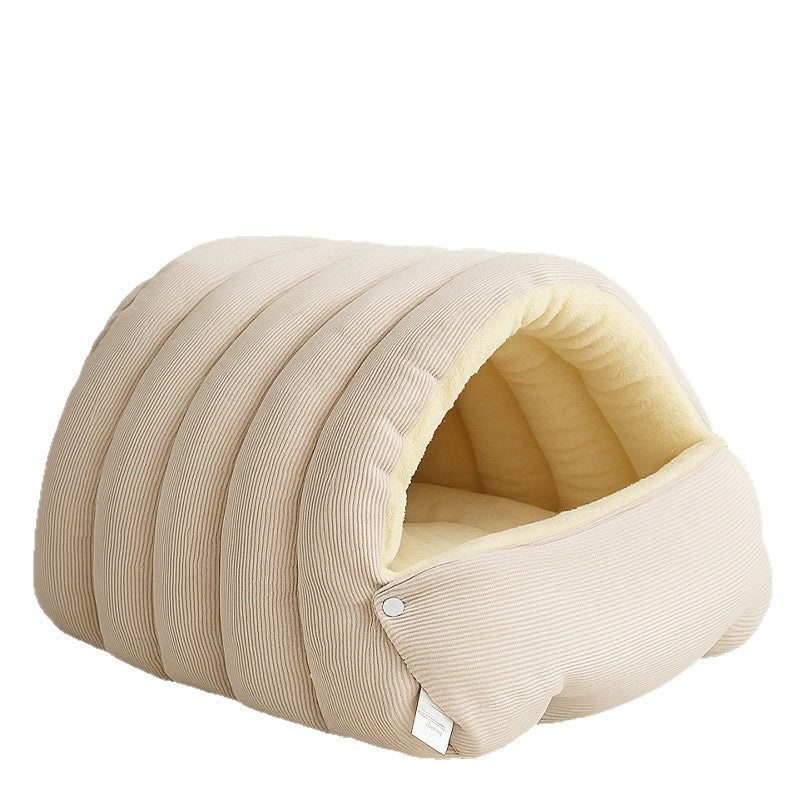 Sakerplus Warm Corduroy Pet Cave Bed
