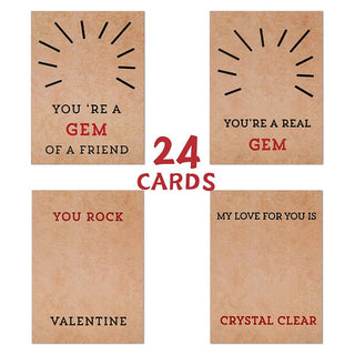 Sakerplus® 24 Pack Valentines Cards with Heart-Shape Crystals