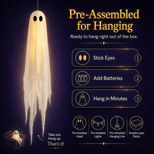 Sakerplus® Oversized Pre-Assembled Hanging Ghost Decorations