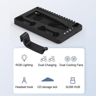 Sakerplus® Charging Base Cooling Bracket for Dual PS5 Controller