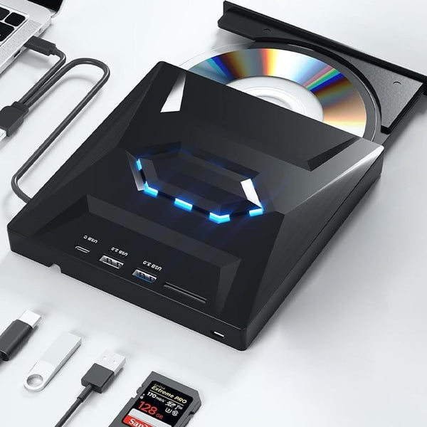 Sakerplus® 7-in-1 External USB DVD Drive & Blu-ray Player
