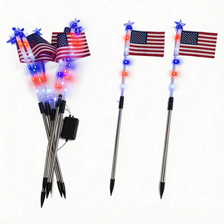 Sakerplus® Patriotic Solar Flag Light Set