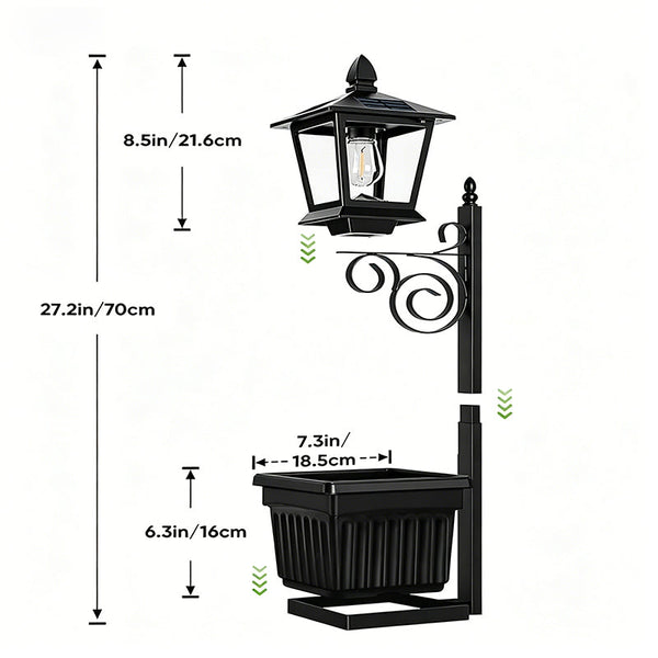 Sakerplus® Solar Lamp Post With Planter Box