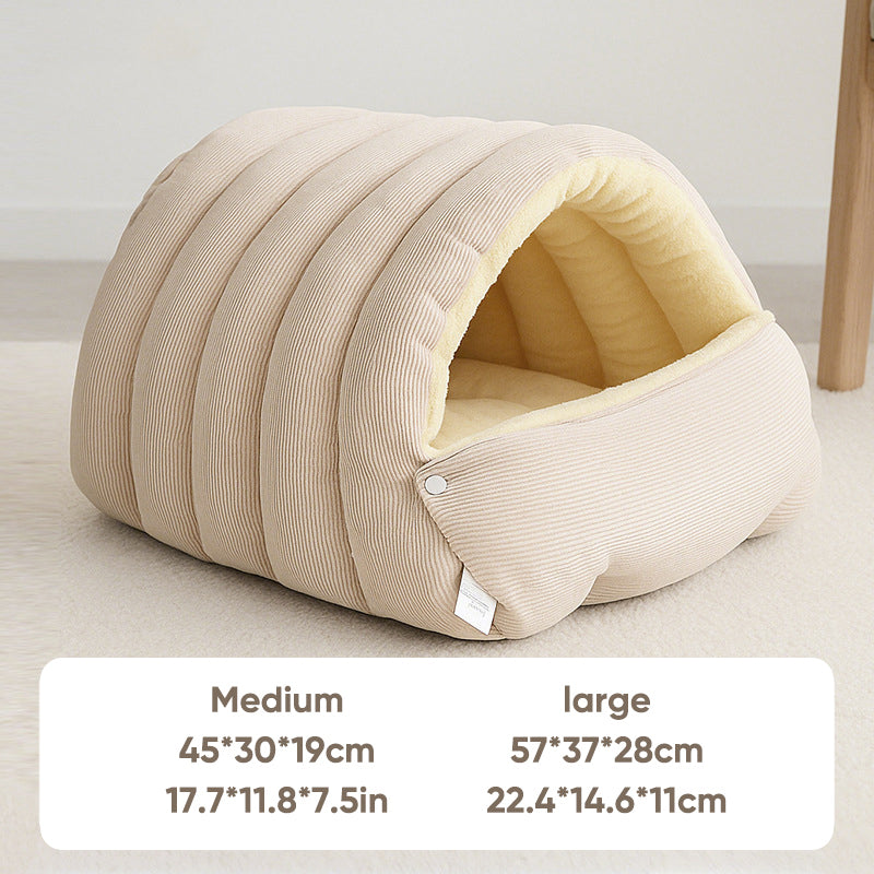 Sakerplus Warm Corduroy Pet Cave Bed