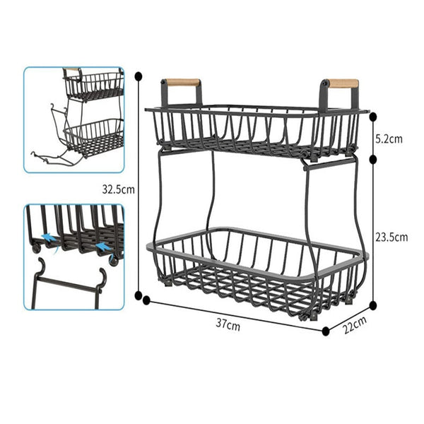 Sakerplus® 2-Tier Metal Wire Fruit Storage Basket